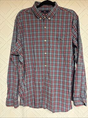Vineyard Vines Blue and Pink Plaid Button-Down Shirt